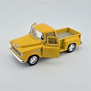 Kinsmart Diecast Cars 1955 Chevy Stepside Pick-Up 1/32 Scale Yellow Pull Back
